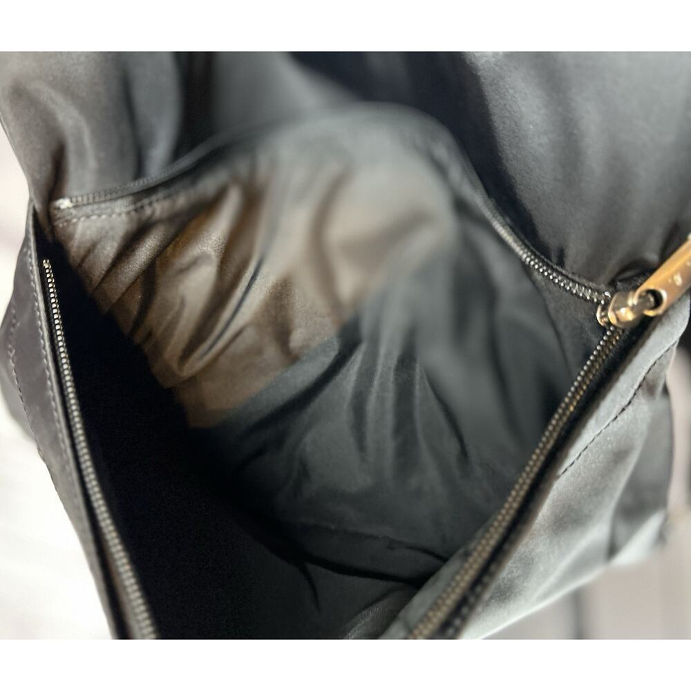 Agnes B Black Nylon Drawstring Backpack with Front Zipper Pocket - Picture 7 of 8